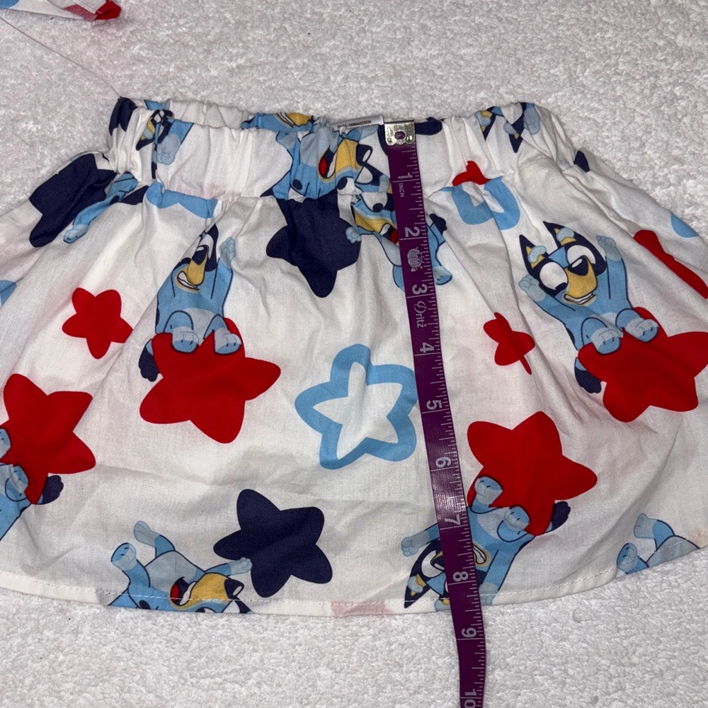 Bluey Americana July 4 Star Print Matching skort and top Set nwt 18m - Picture 6 of 11